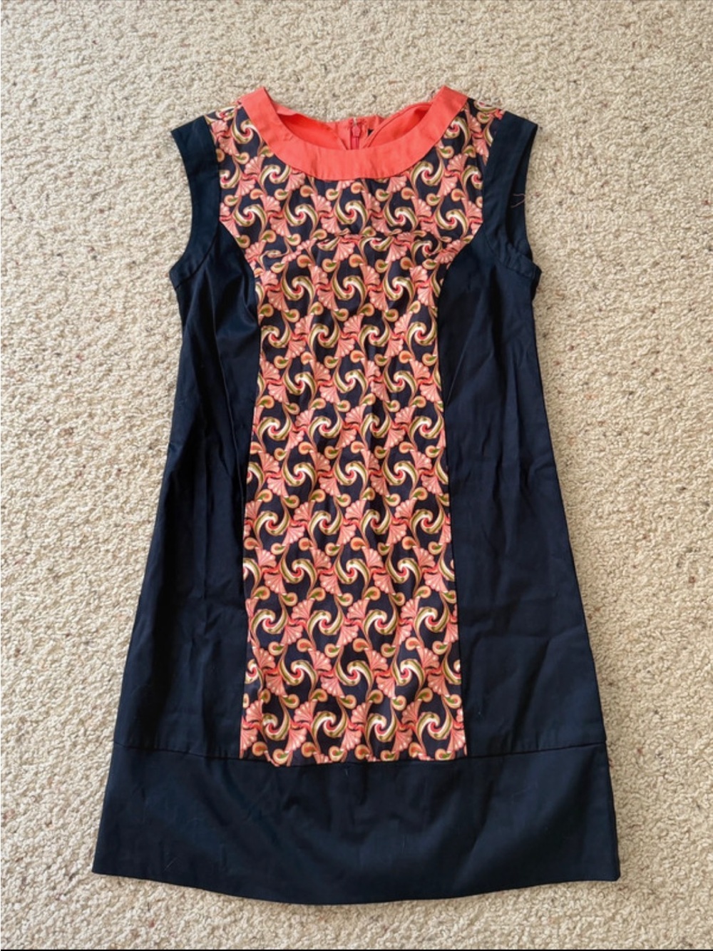 The Webster at Target Black Midi Dress with Coral and Multicolor Panel Size 4